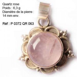 Pendentif argent et quartz rose poli façon cabochon P 0372 QR 6,3 grammes