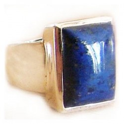 Bague argent et lapis-lazuli poli façon cabochon R 0444 LP